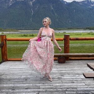 ML Monique Lhullier pink floral dress